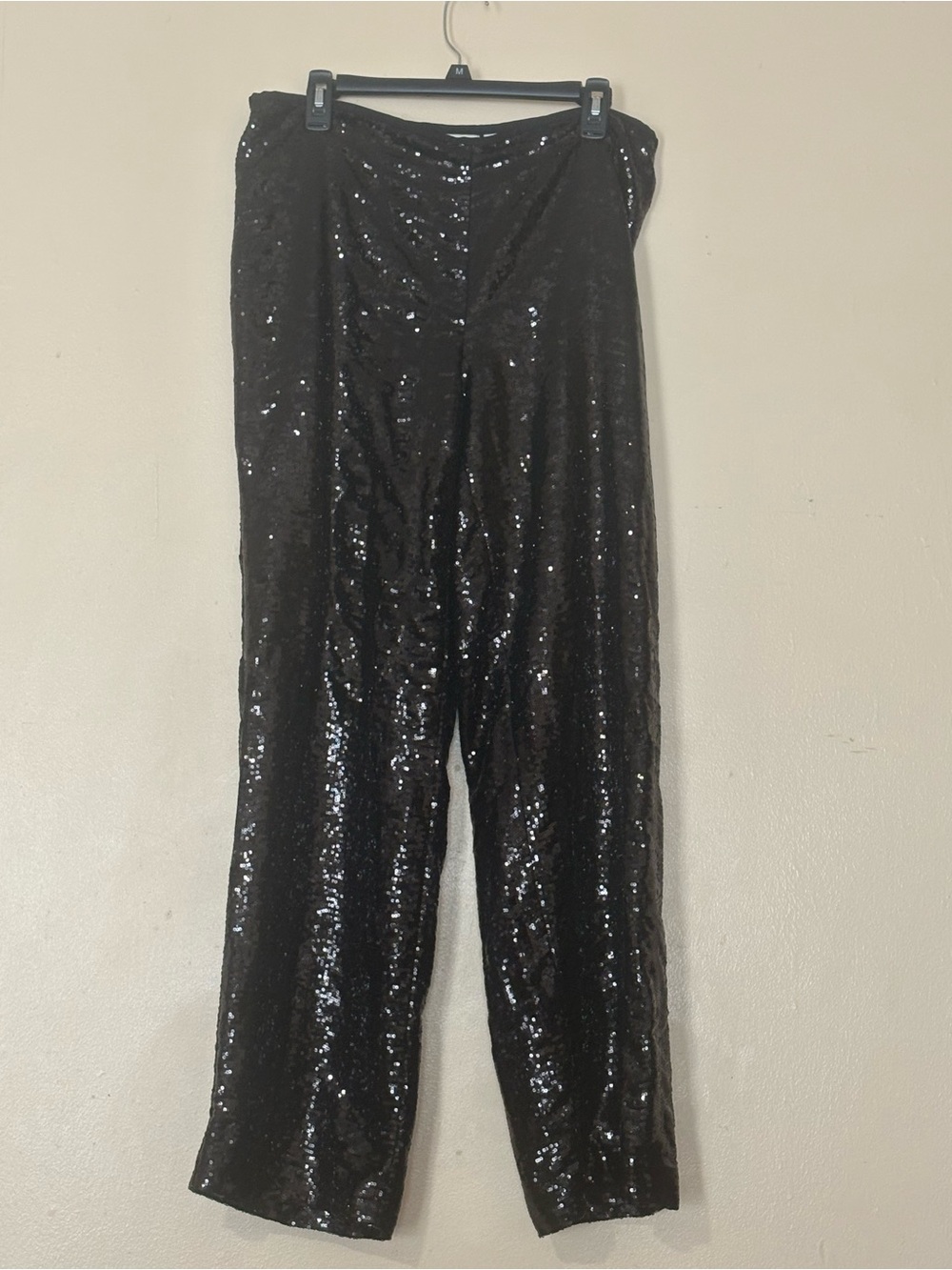 Chico's Black Sequin Wide-Leg Trousers